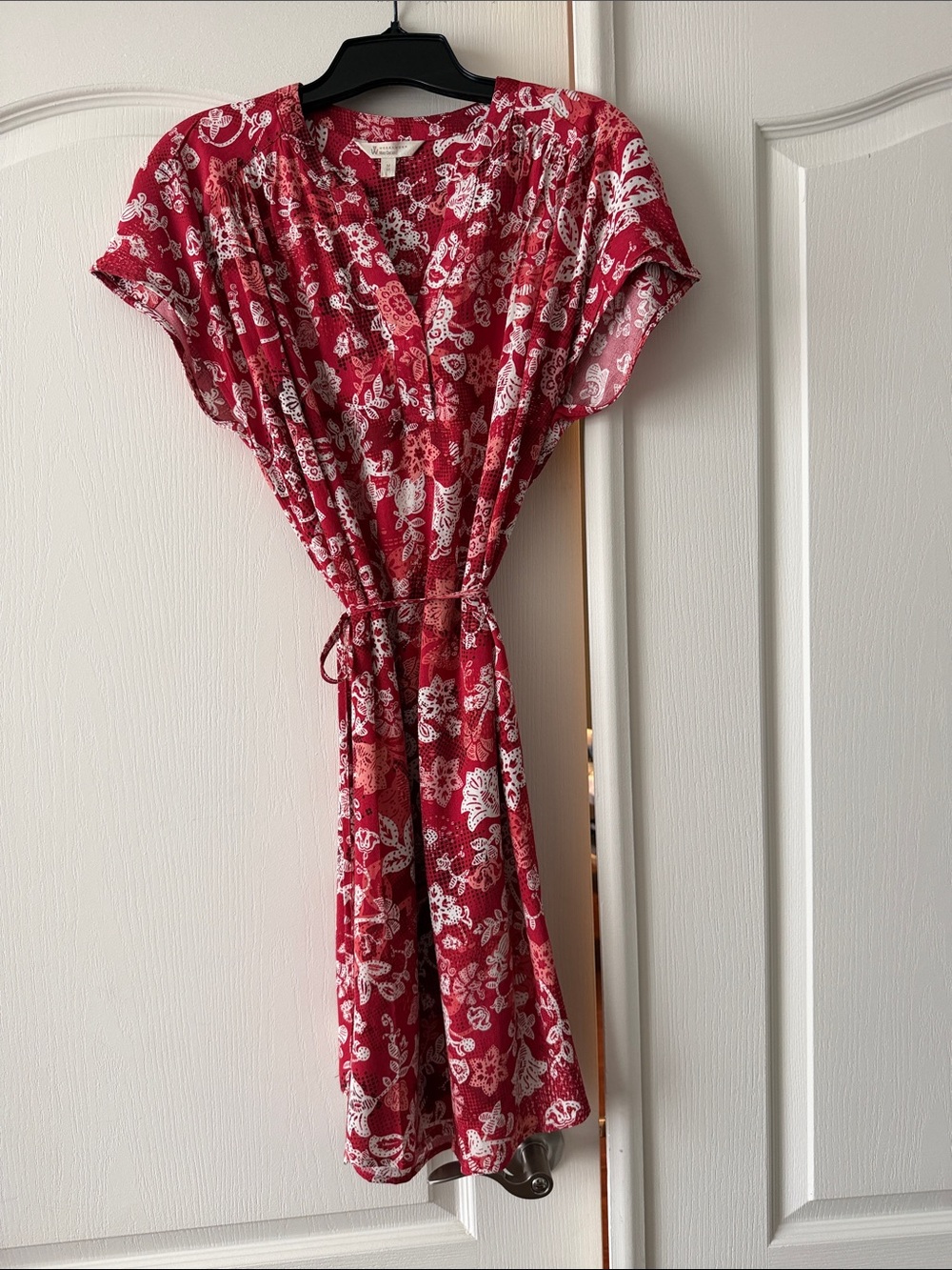 NWOT Red Floral Tie-Waist Dress